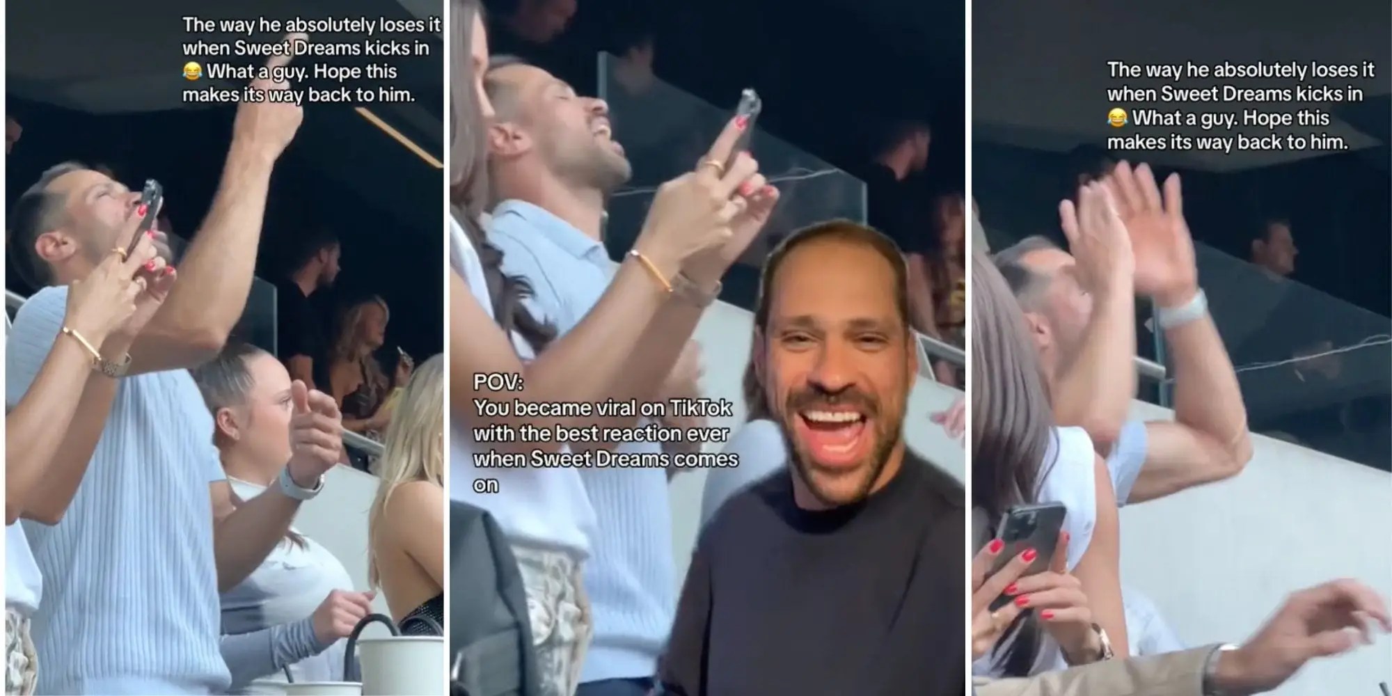 A Beyoncé fan had no idea his ecstatic reaction at a concert was caught