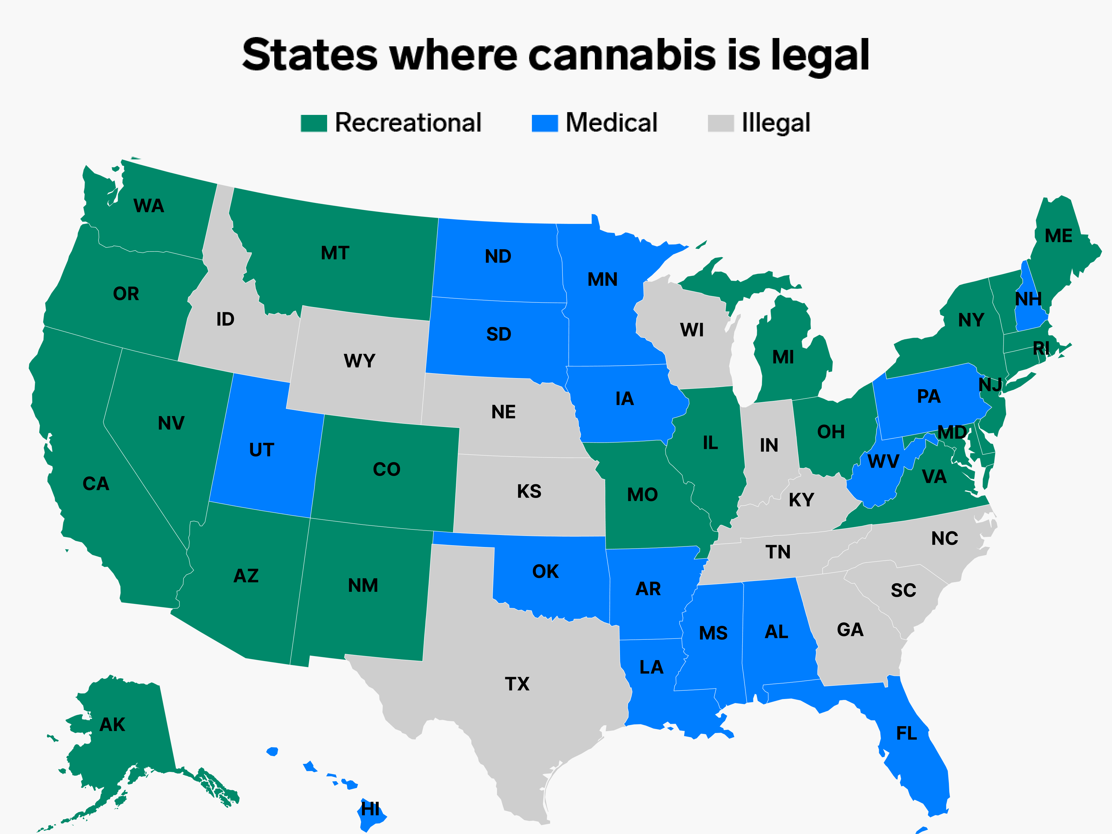 Legal Weed States Map 2022