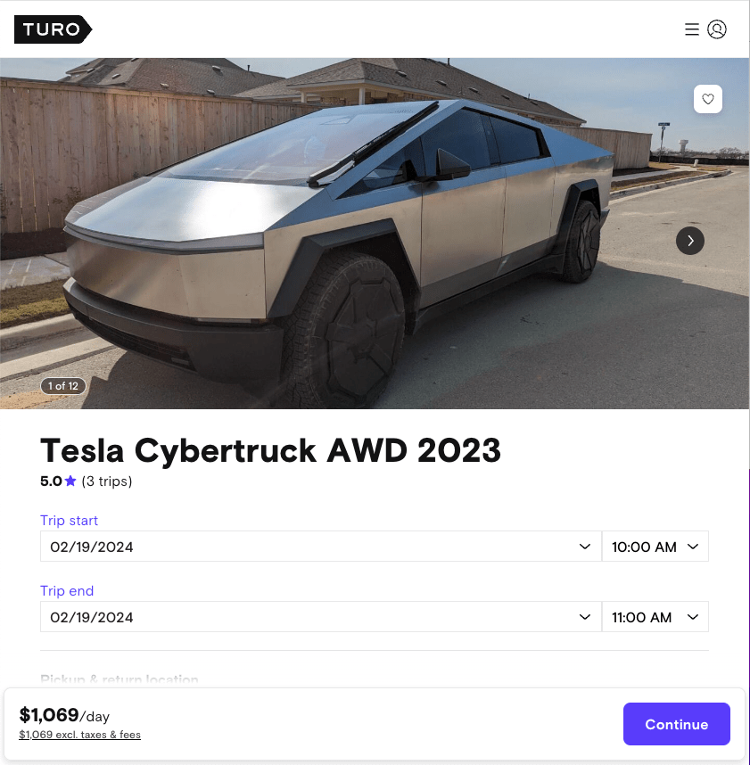 Tesla Cybertruck Available for Rent on Turo for 1,000+ Per Day