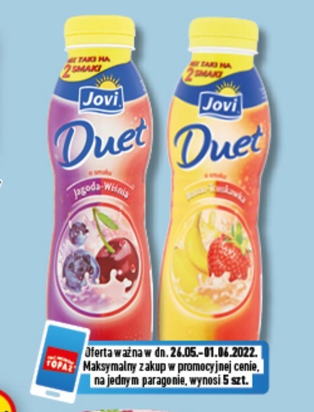 Archiwum Jovi Duet Napój jogurtowy o smaku banantruskawka 350 g