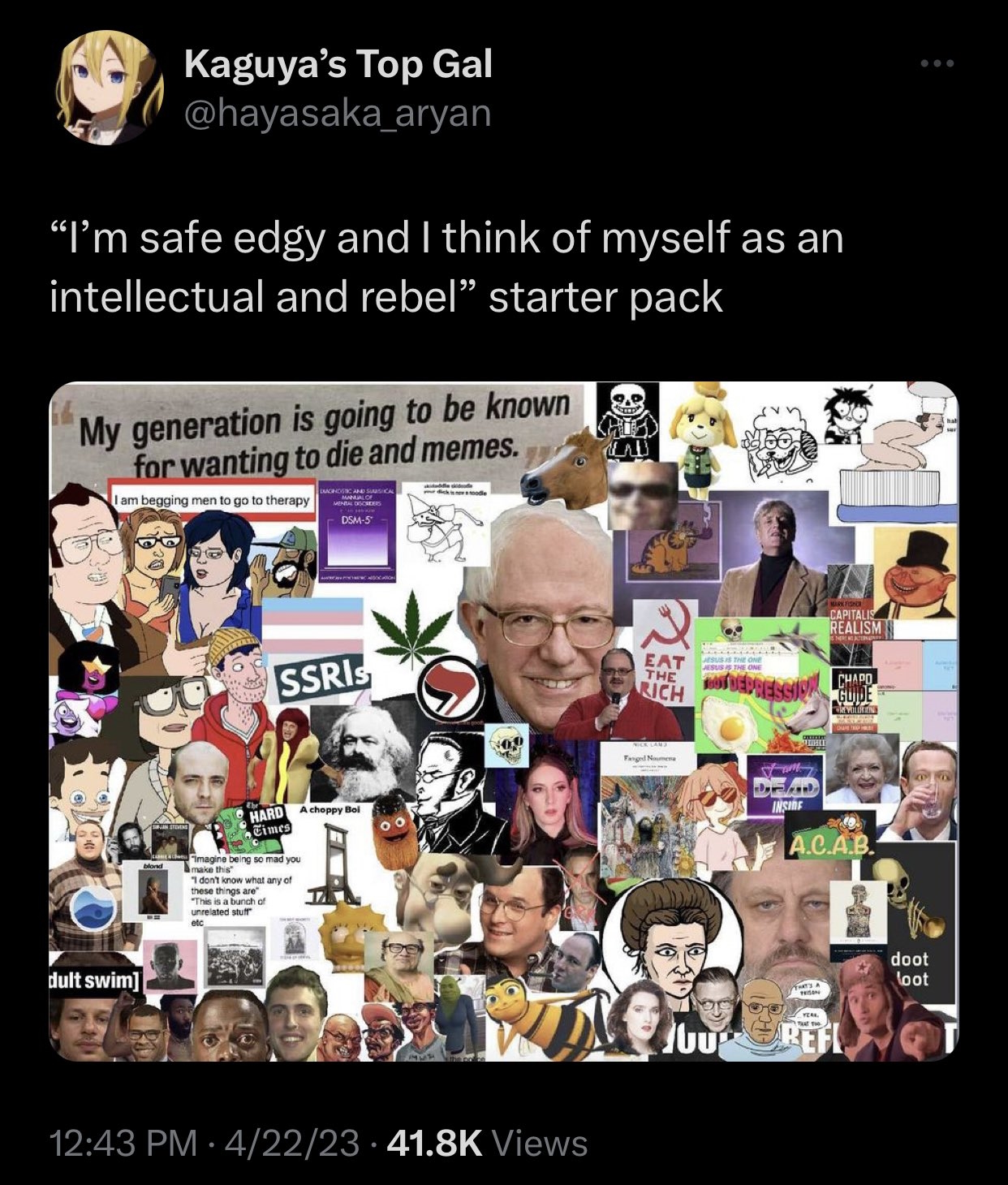 “I’m safe edgy and I think of myself as an intellectual and rebel