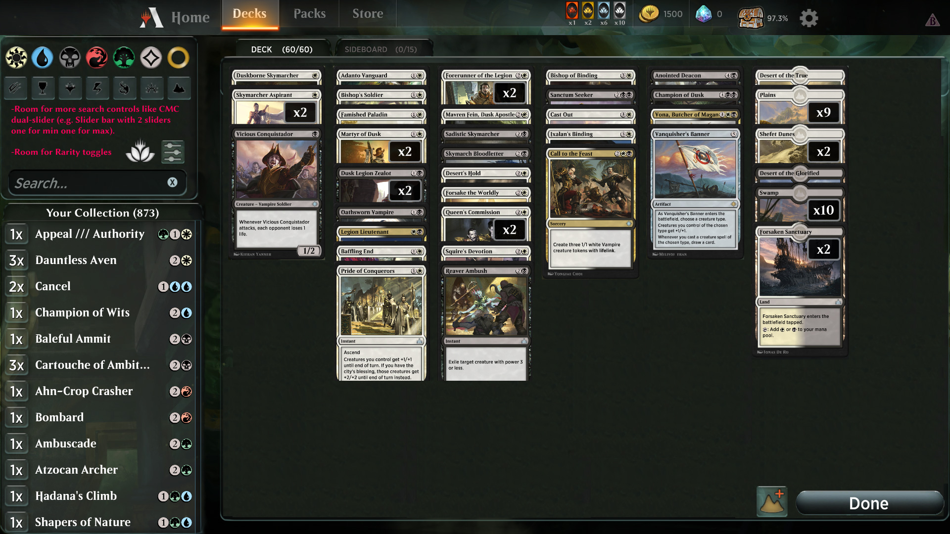 Better Deckbuilding UI A Mockup MagicArena