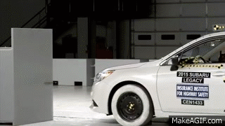 2015 Subaru Legacy small overlap IIHS crash test on Make a GIF