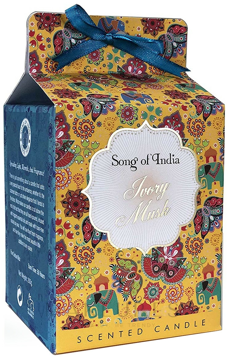 Song of India Ivory Musk Scented Candle Vela aromática, almizcle de