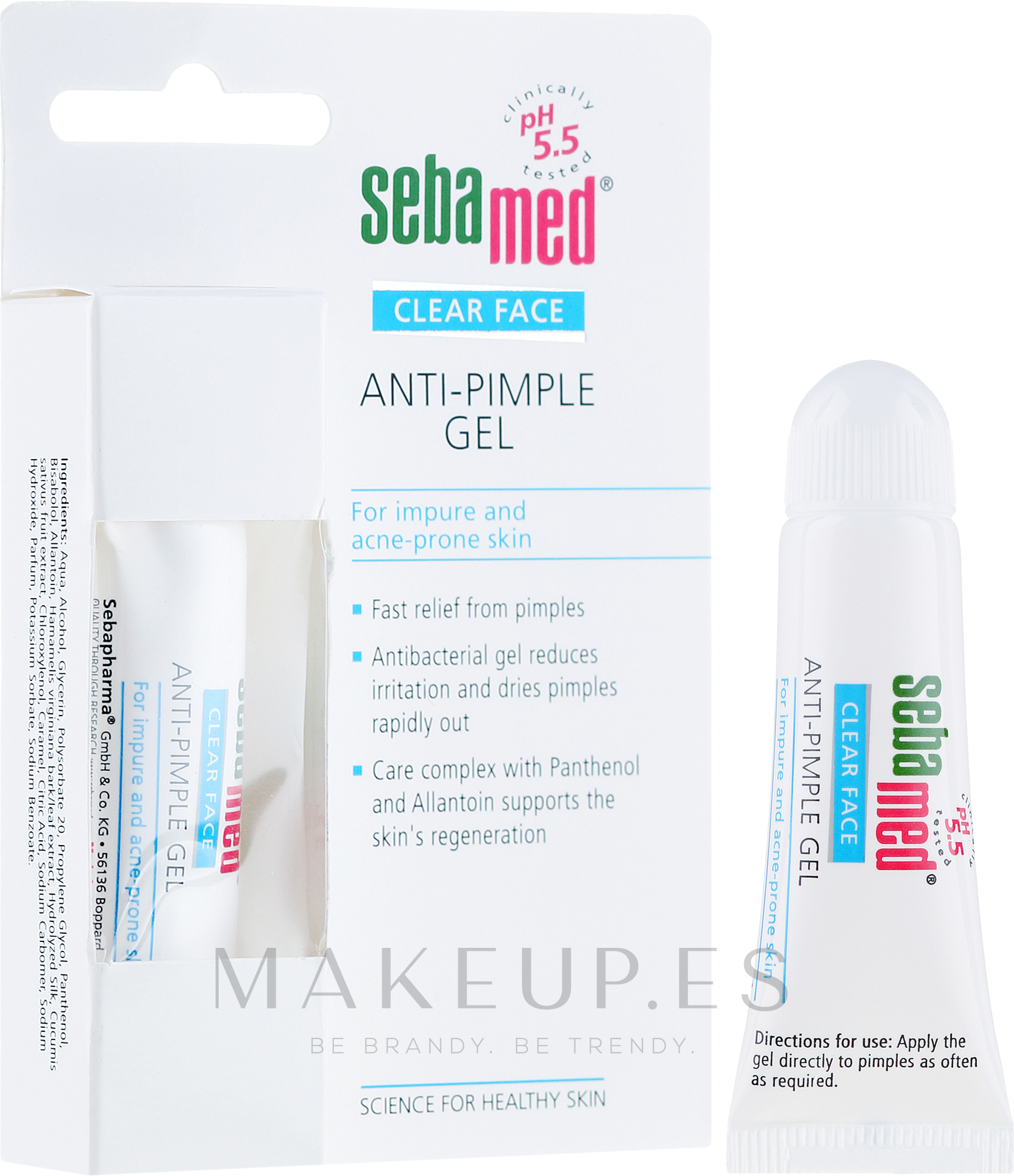 Gel facial en stick antiacné con pantenol y alantoína Sebamed Clear