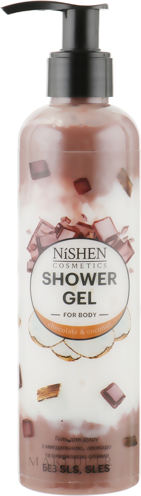 Nishen Shower Gel Gel douche à l'huile d'amande douce, Chocolat et
