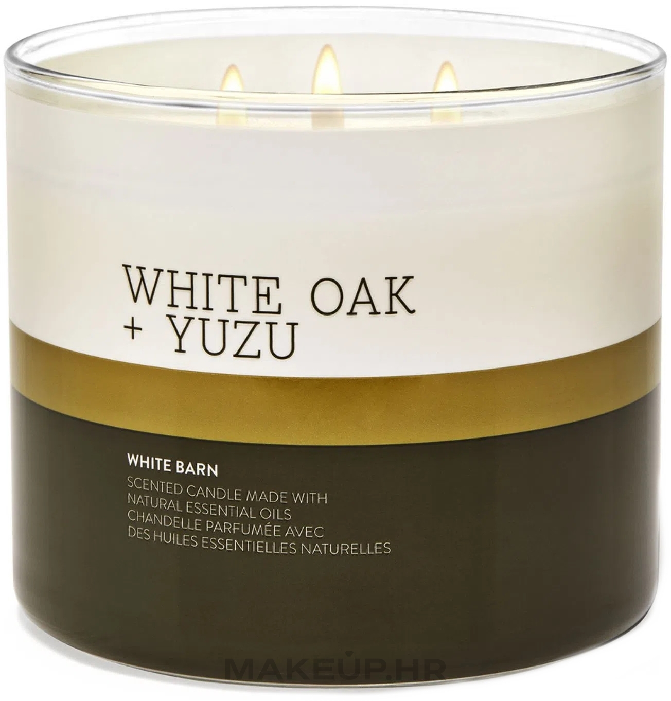 Bath and Body Works White Barn White Oak+Yuzu Scented Candle Aroma svijeća 3 fitilja Makeup.hr