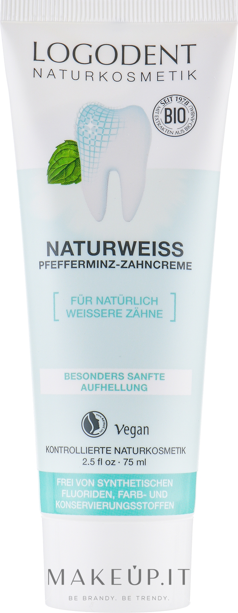 Logona Logodent Naturweiss Peppermint Toothpaste Dentifricio sbiancante bio Makeup.it