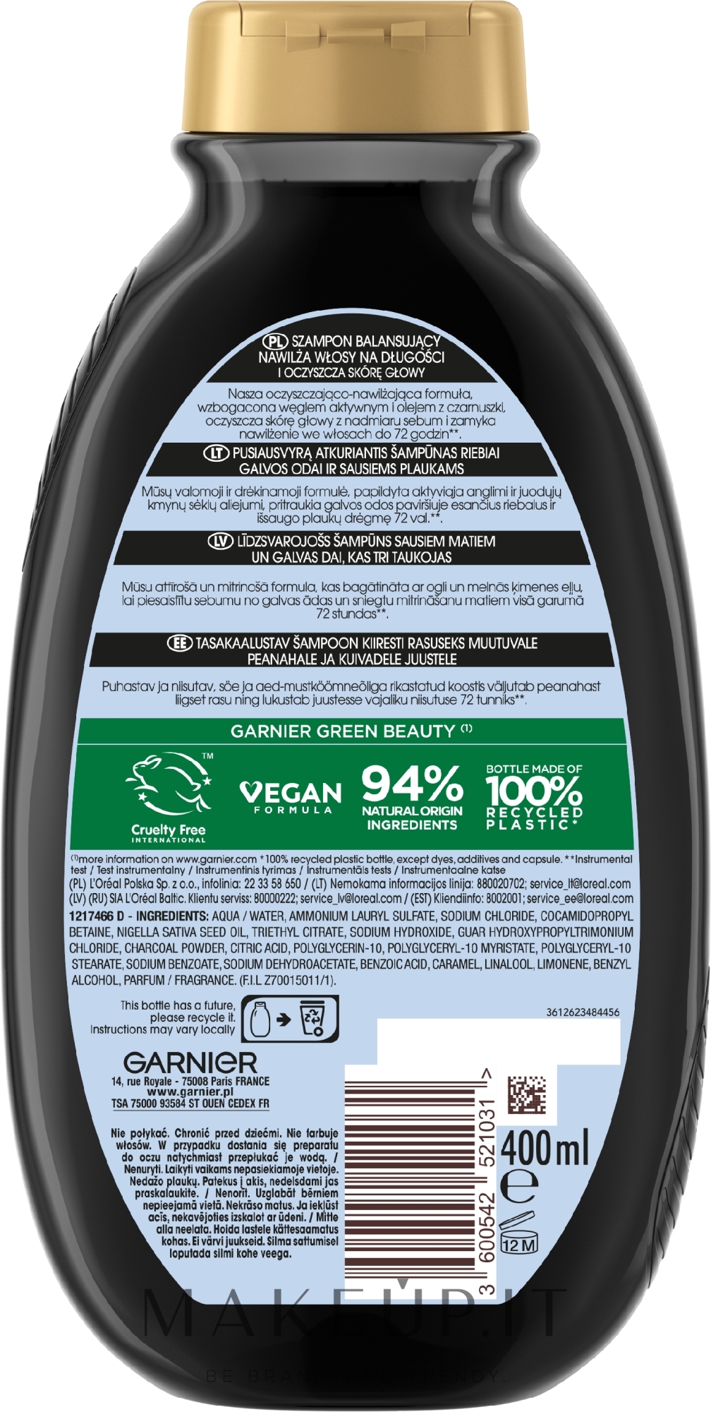 Garnier Botanic Therapy Balancing Shampoo Shampoo con carbone attivo