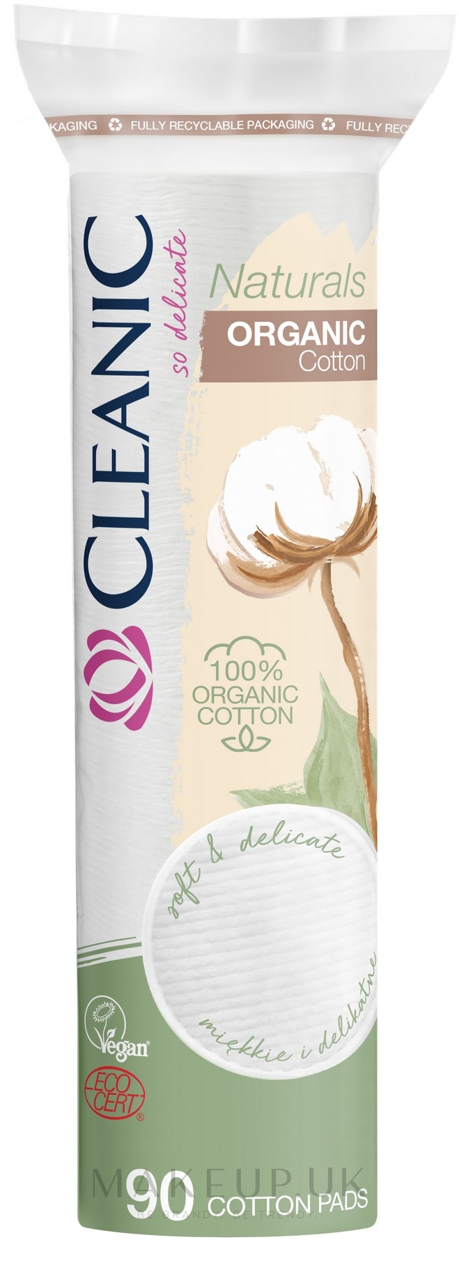 Cleanic Naturals Organic Cotton Pads Cotton Pads, 90 pcs. Makeup.uk