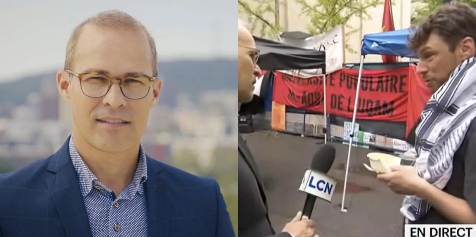 Conflit en direct Yves Poirier argumente contre un manifestant