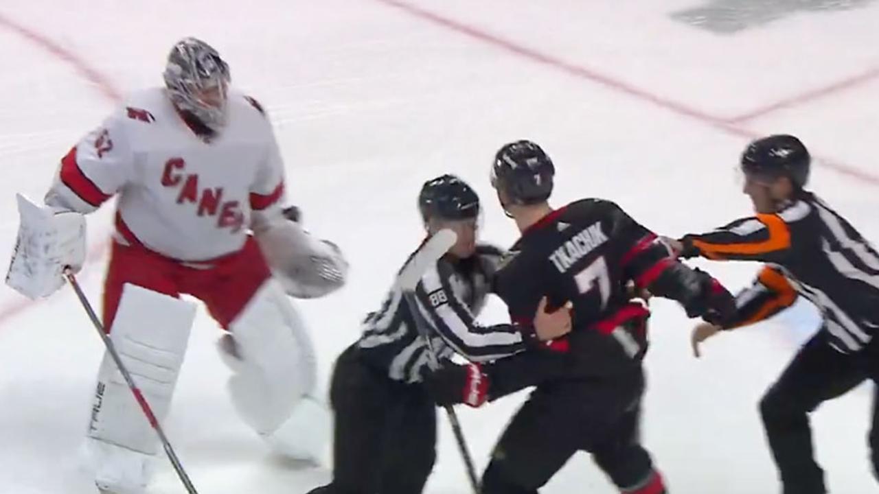 Tkachuk Receives Misconduct for Attempting to Fight Canes Goalie