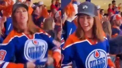 Oilers fan that went viral for flashing the crowd is back