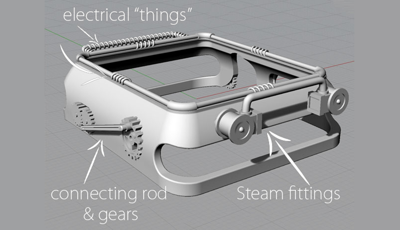 A 3d Printed Steampunk Apple Watch Cover In Copper 3d Printing Blog I Materialise