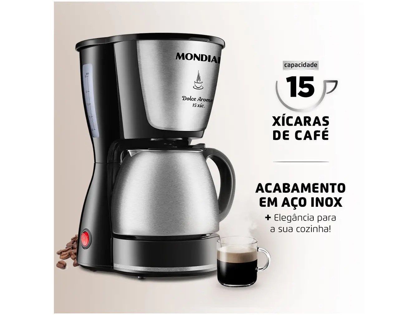 Cafeteira Elétrica Mondial Dolce Arome Thermo Inox C34JI 15 Xícaras