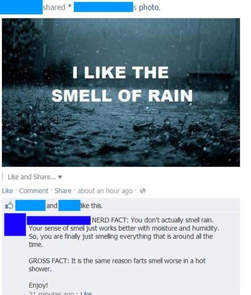 Smell of rain? Farts smell worse in a hot shower Funny