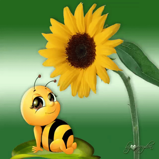 Bee and Sunflower Animated Pictures