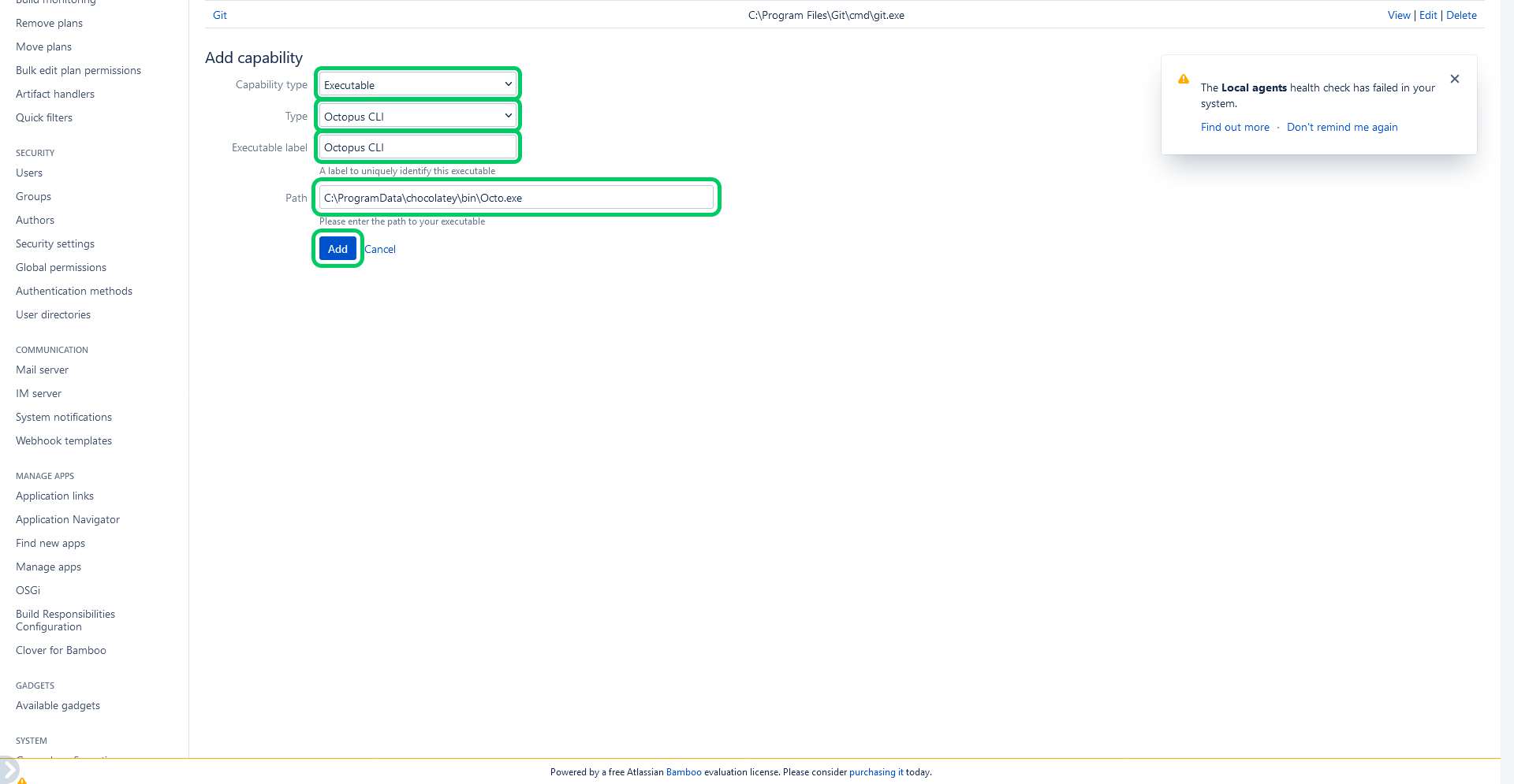 Deploy an application to IIS using Octopus, Bamboo, and
