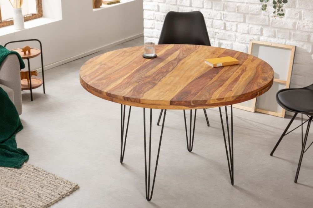 Invicta Esstisch »Moderner Esstisch KARA 120cm rund natural Sheesham