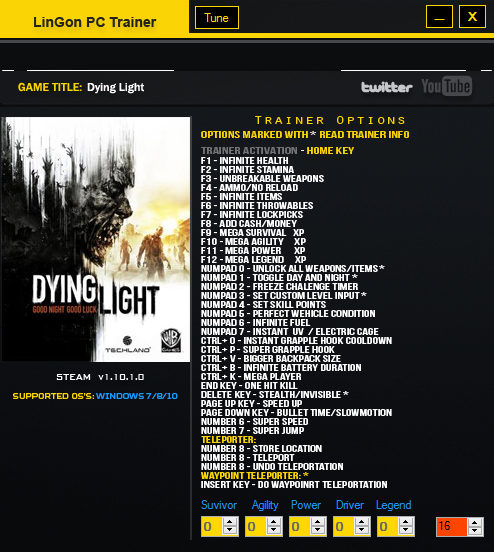 Dying Light The Following Трейнер/Trainer (+35) [1.11.1] {LinGon}