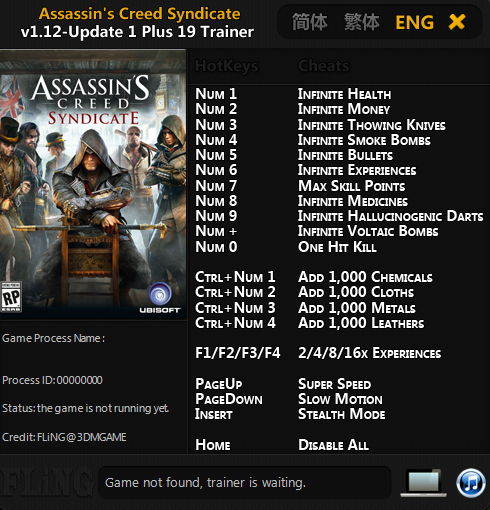 Assassin's Creed Syndicate Трейнер/Trainer (+19) [1.12 Update 1] {FLiNG}