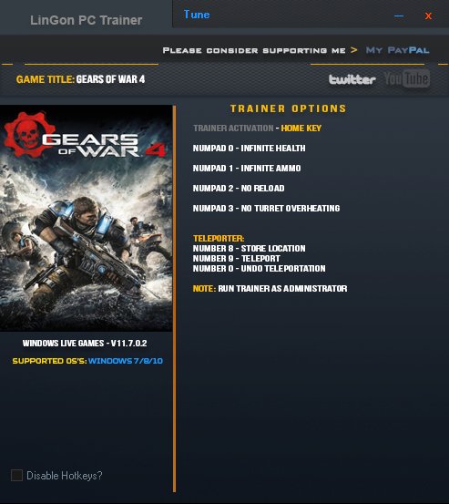 Скачать Gears of War 4 Трейнер/Trainer (+6) [11.7.0.2] {LinGon}