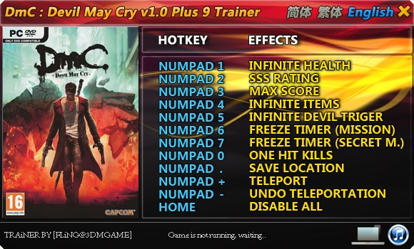 Скачать DmC Devil May Cry Трейнер/Trainer (+9) [1.0] {FLiNG}