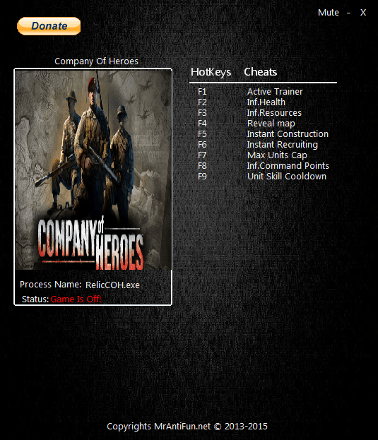 Company of Heroes Трейнер/Trainer (+8) [2.700.2.42] {MrAntiFun} Читы чит коды, nocd, nodvd