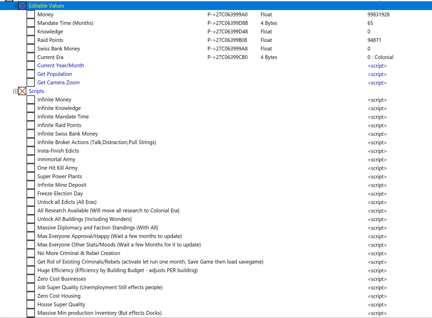 Скачать Tropico 6 Таблица для Cheat Engine [UPD 11.07.2020] {tfigment}