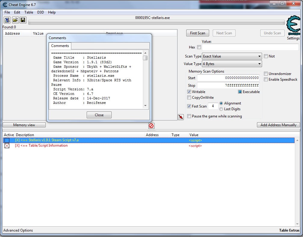 Скачать Stellaris "Таблица для Cheat Engine" [3.14.1592] {Recifense}
