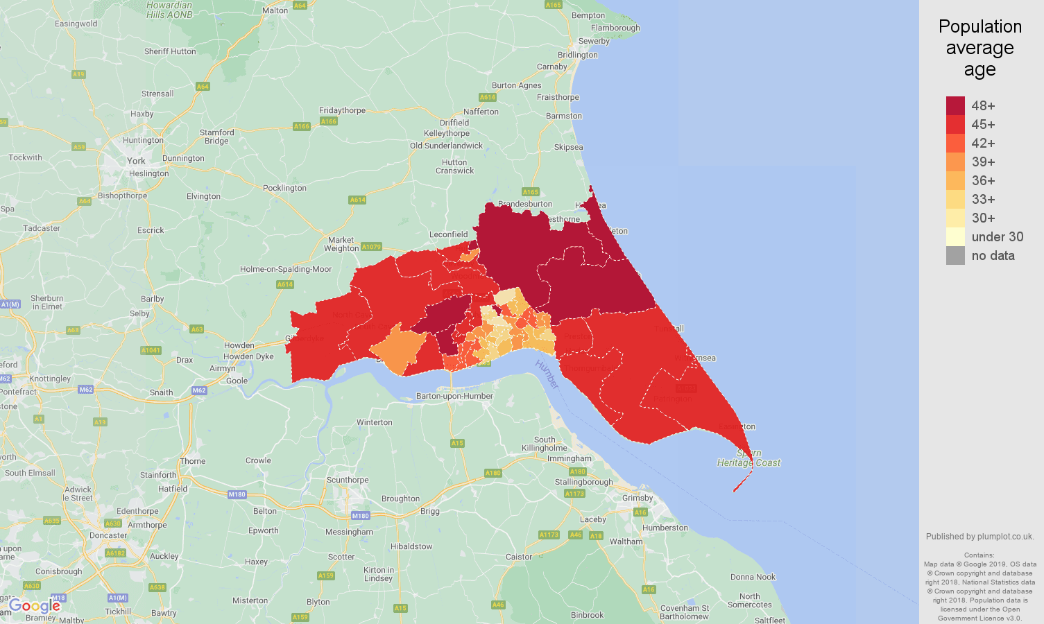 Hull population stats in maps and graphs.