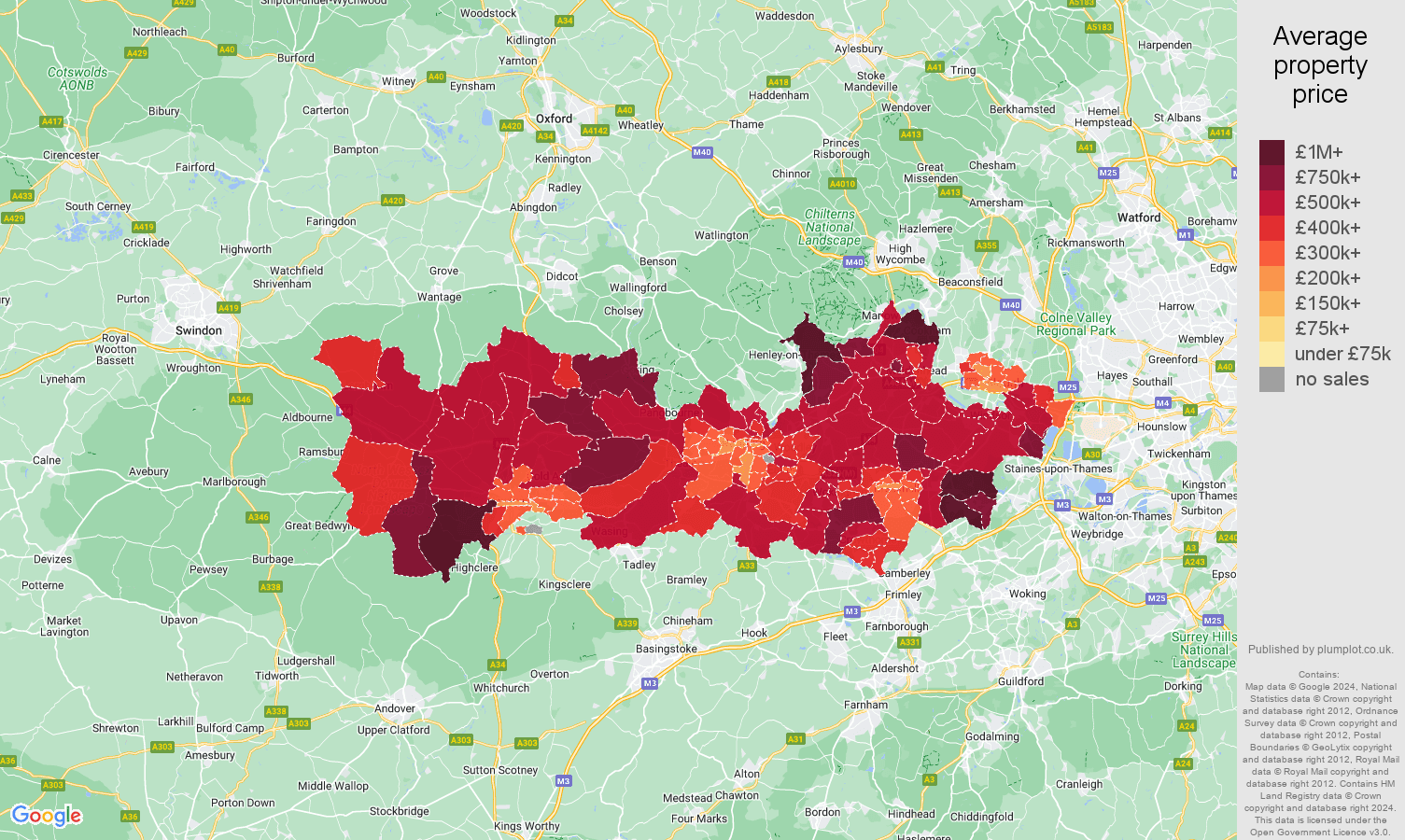 Berkshire house prices in maps and graphs. August 2024