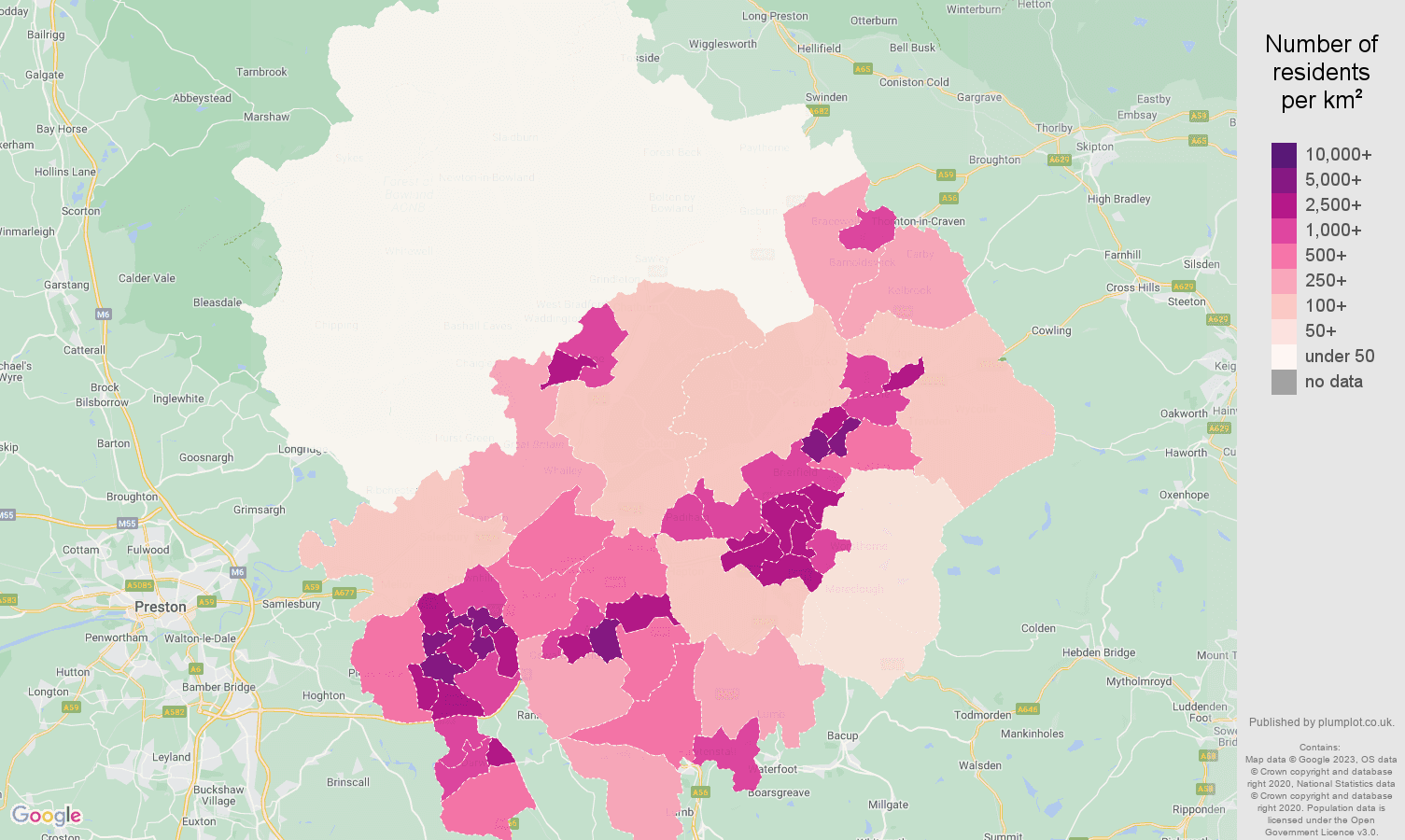 Blackburn population stats in maps and graphs.