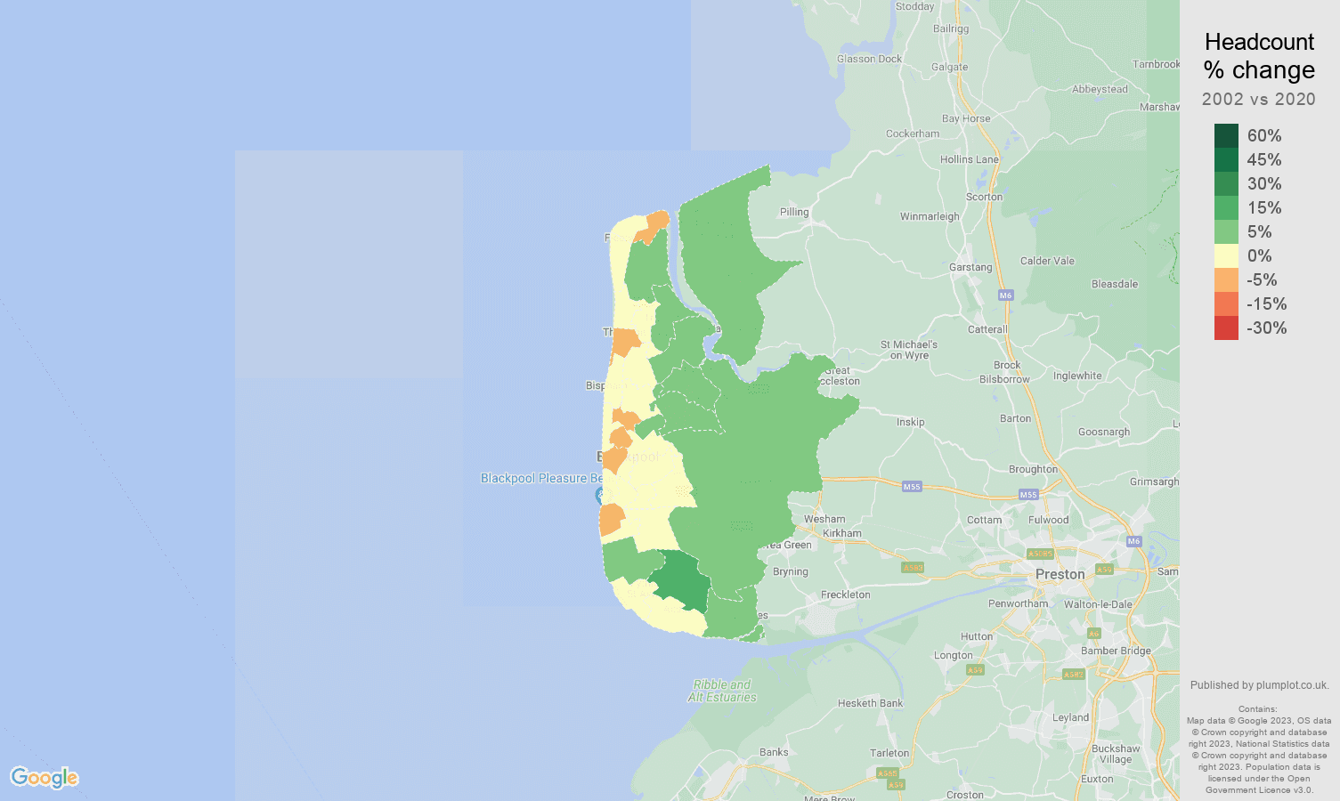 Blackpool population growth rates.