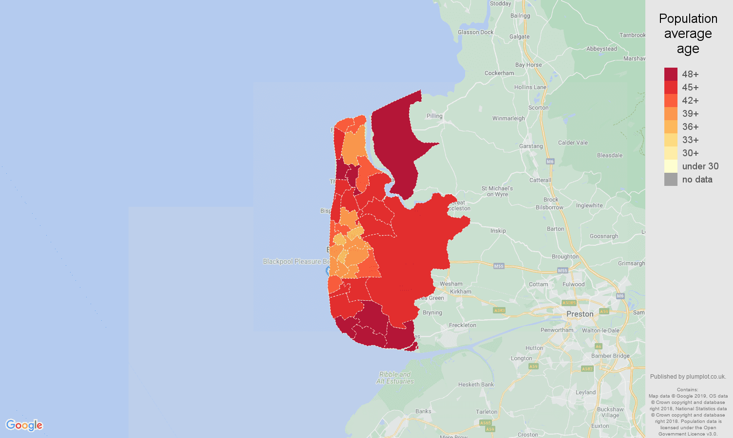 Blackpool population stats in maps and graphs.