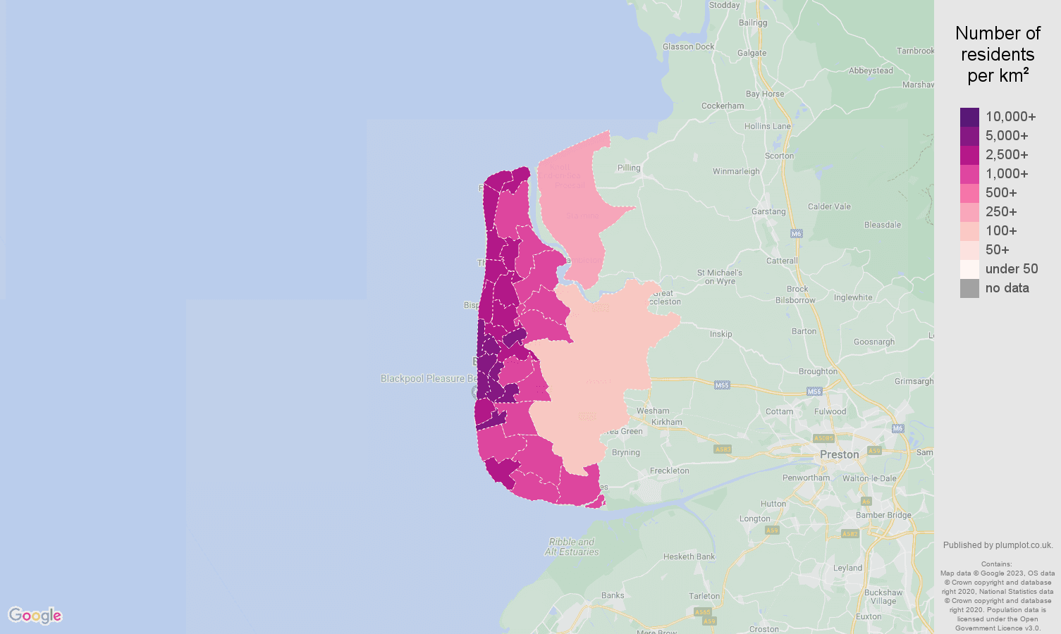 Blackpool population stats in maps and graphs.