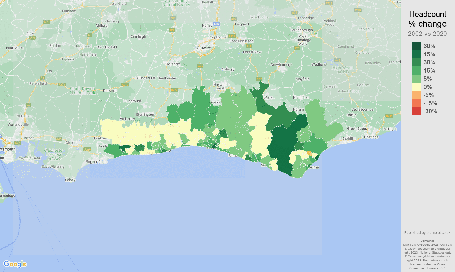 Brighton population growth rates.
