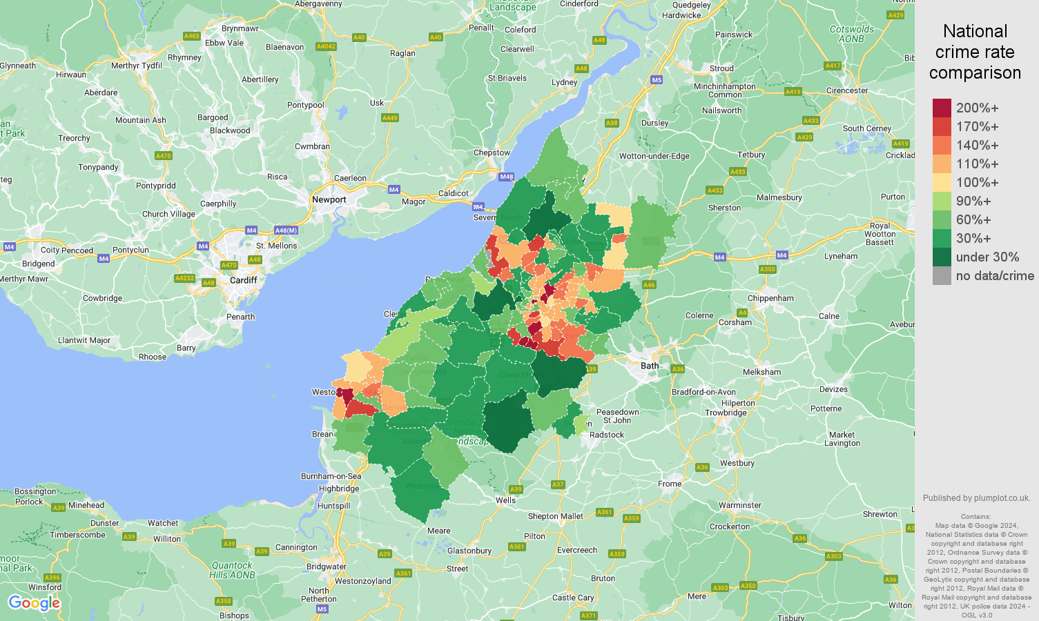 Bristol violent crime statistics in maps and graphs.