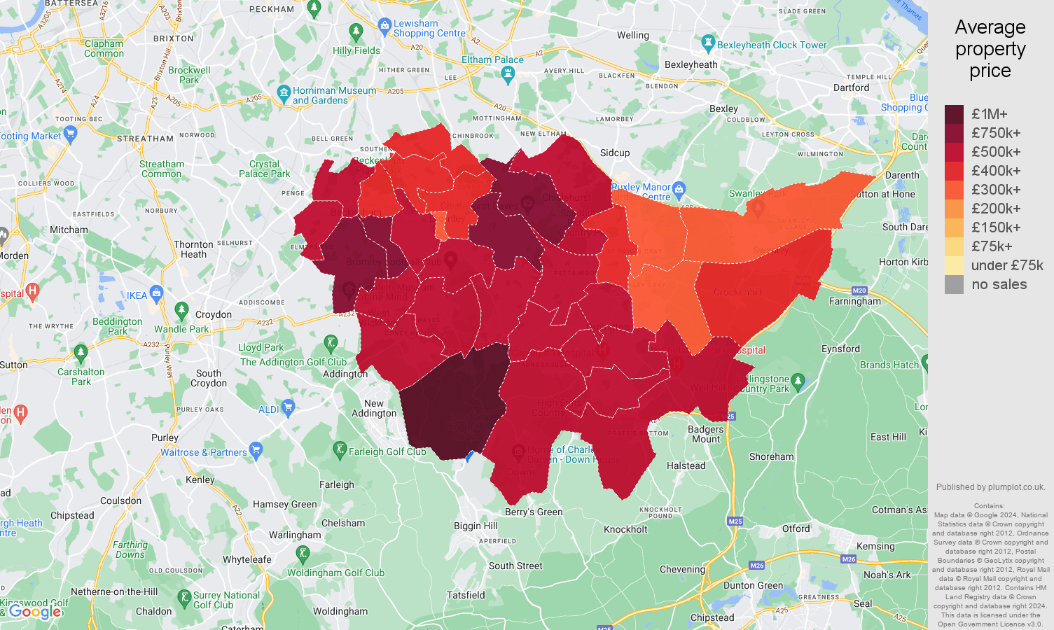 Bromley house prices in maps and graphs.