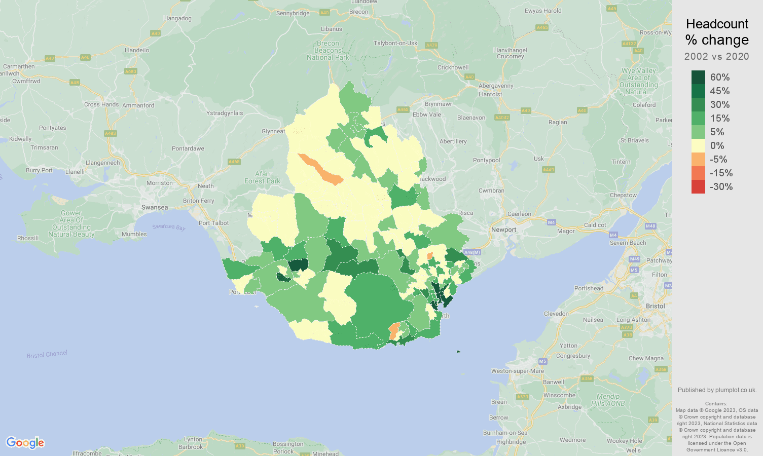 Cardiff population growth rates.