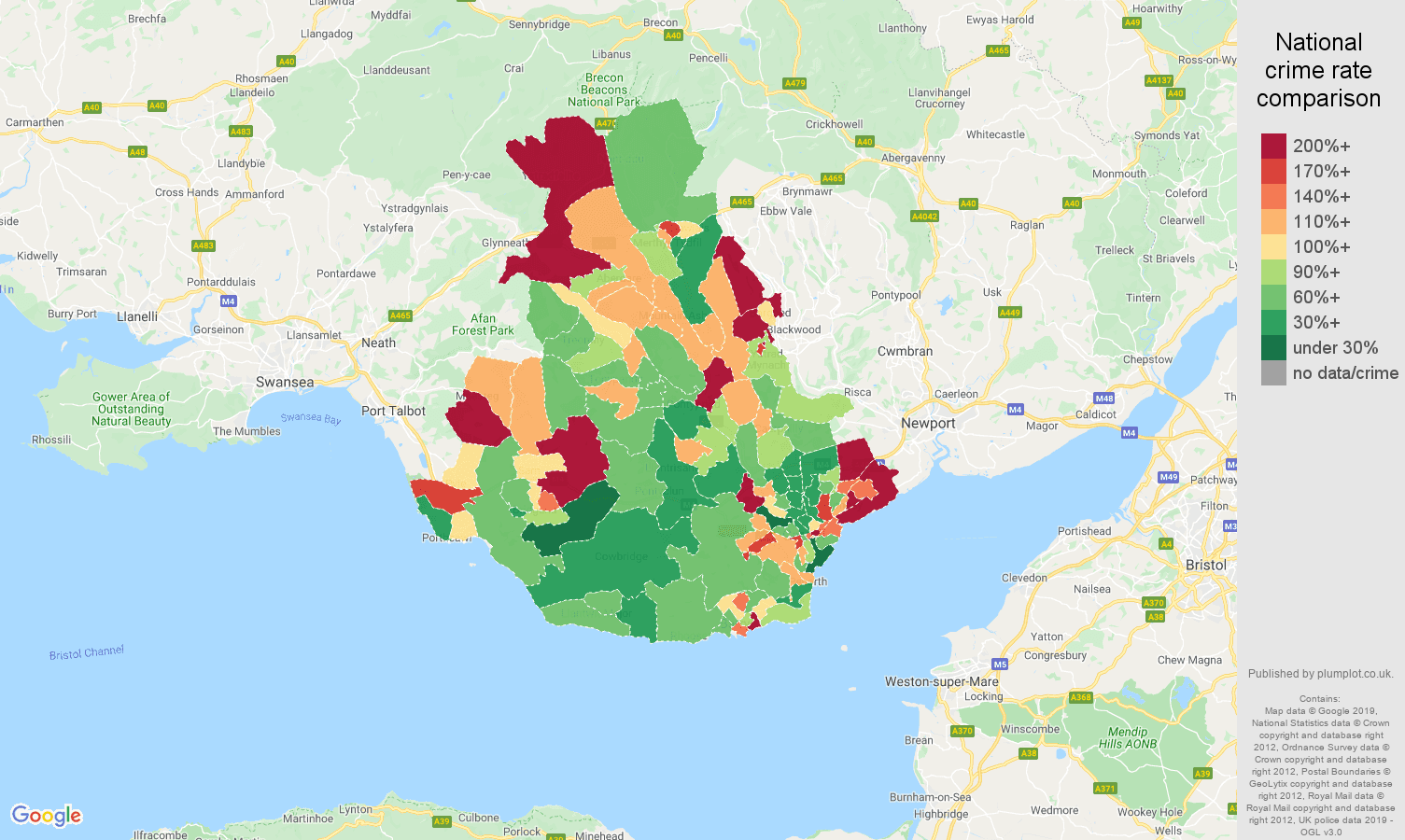 Cardiff other crime statistics in maps and graphs. September 2024