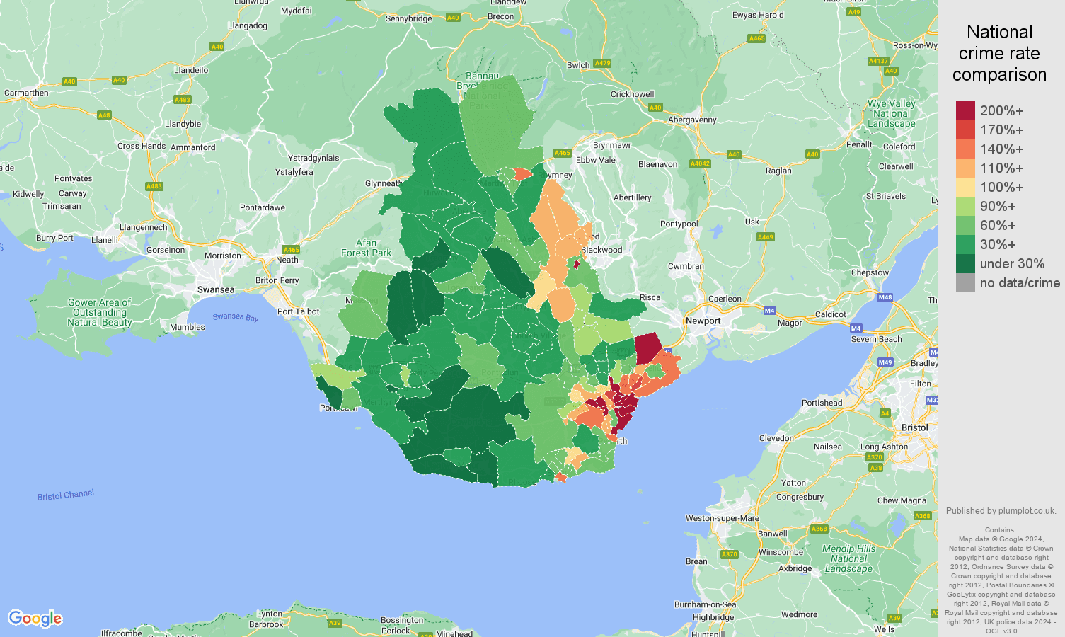 Cardiff vehicle crime statistics in maps and graphs.