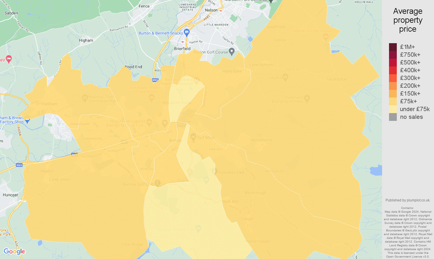 Burnley house prices in maps and graphs. October 2024