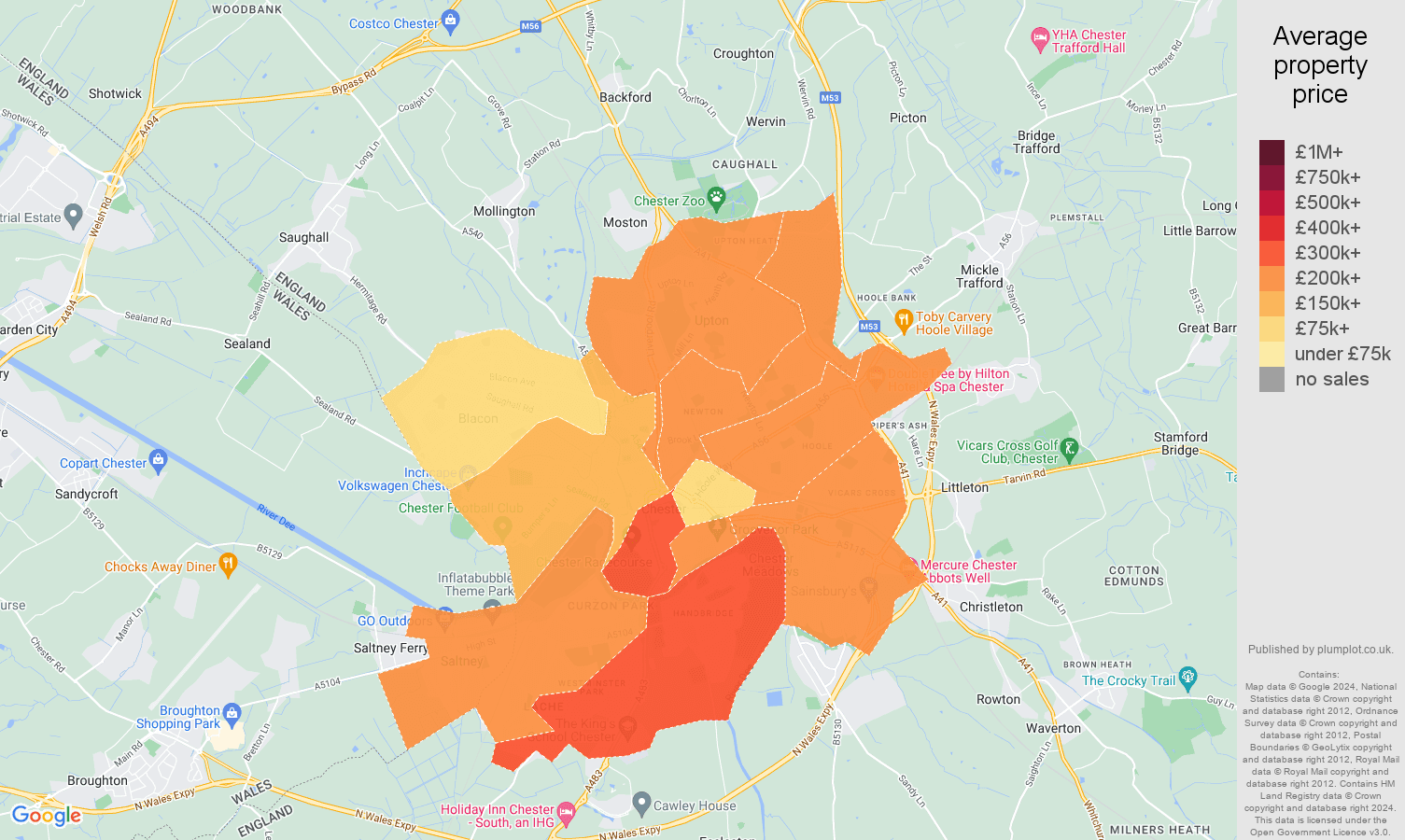 Chester house prices in maps and graphs. August 2024