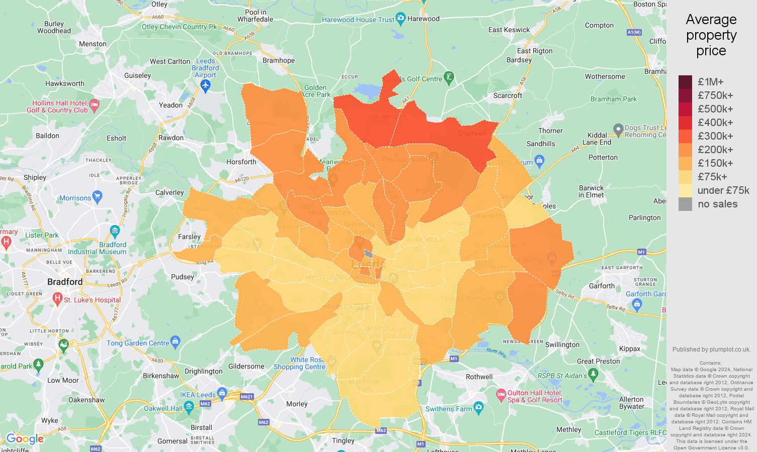 Leeds house prices in maps and graphs. August 2024