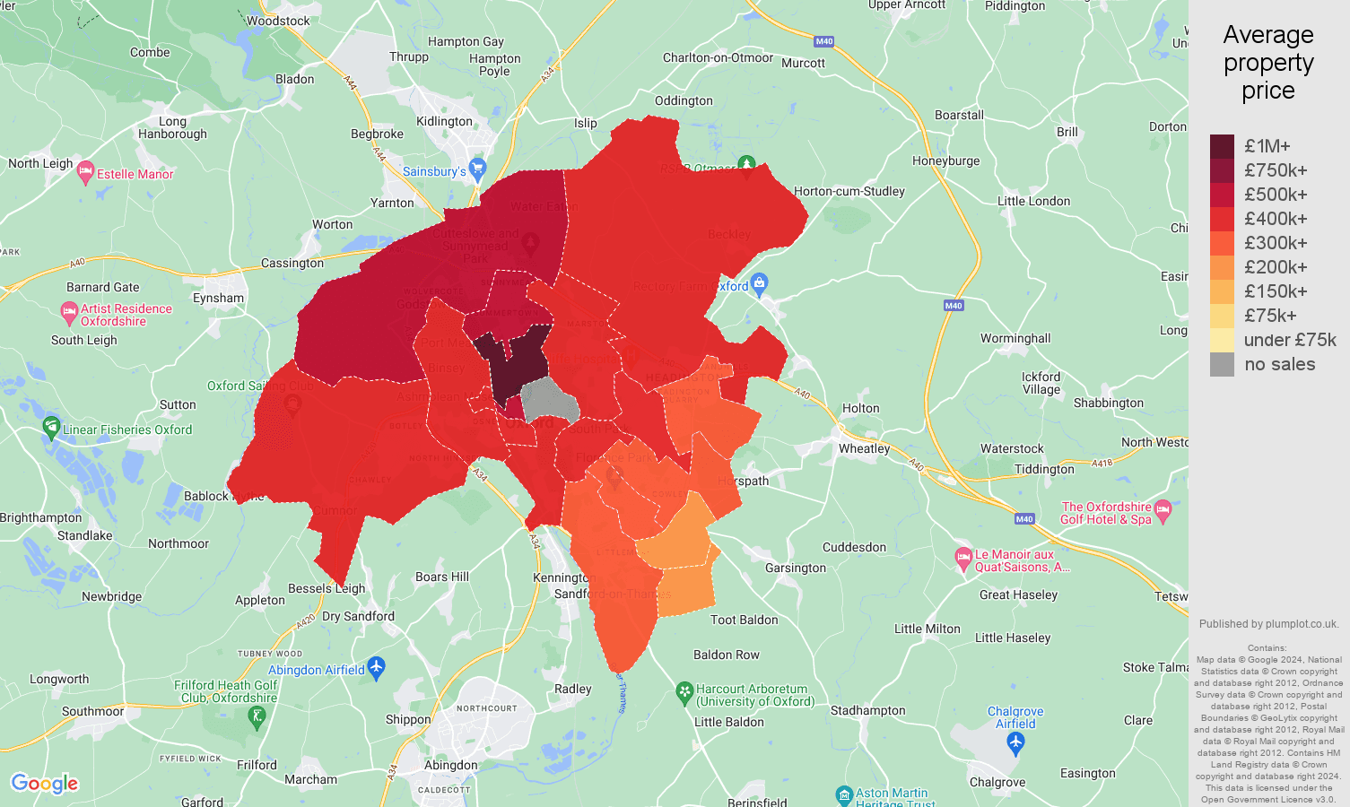 Oxford house prices in maps and graphs. July 2024