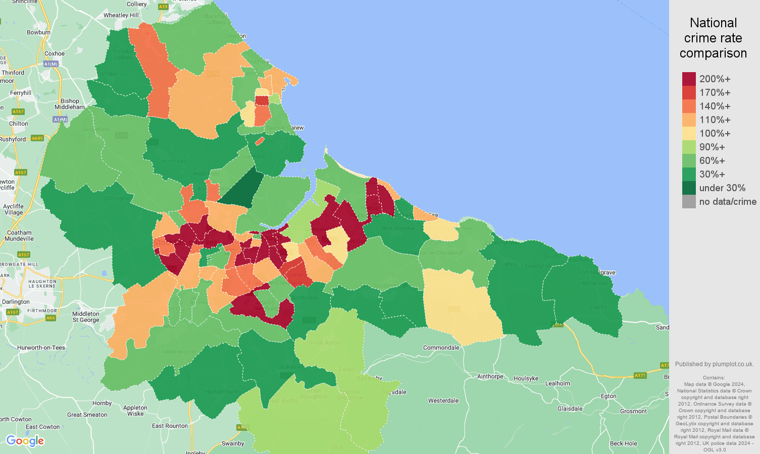 Cleveland vehicle crime statistics in maps and graphs.