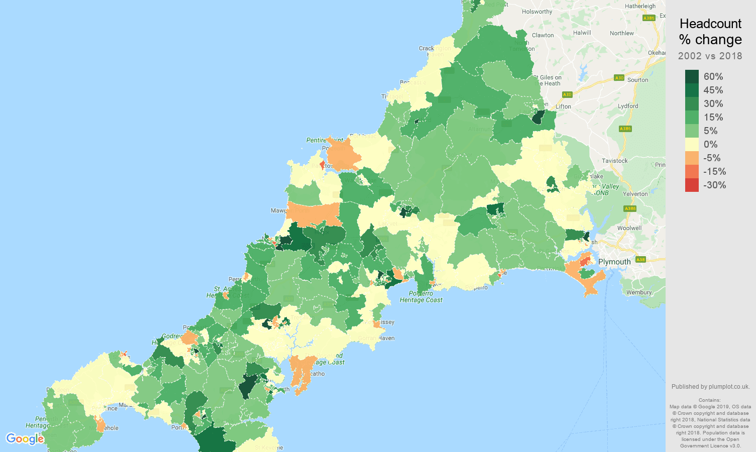 Cornwall population growth rates.