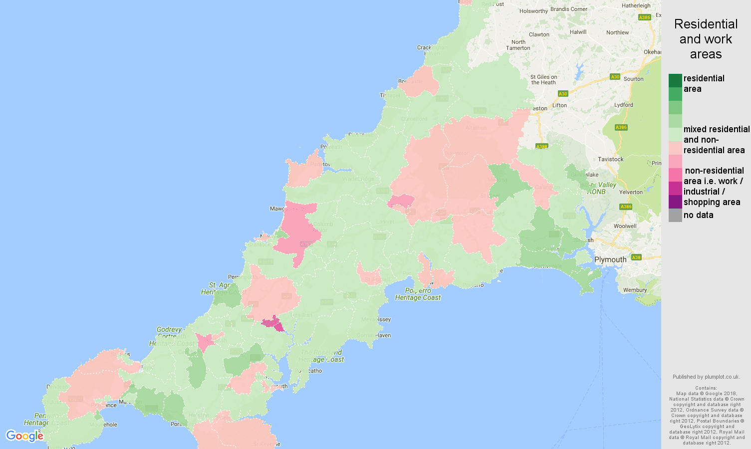 Cornwall population stats in maps and graphs.