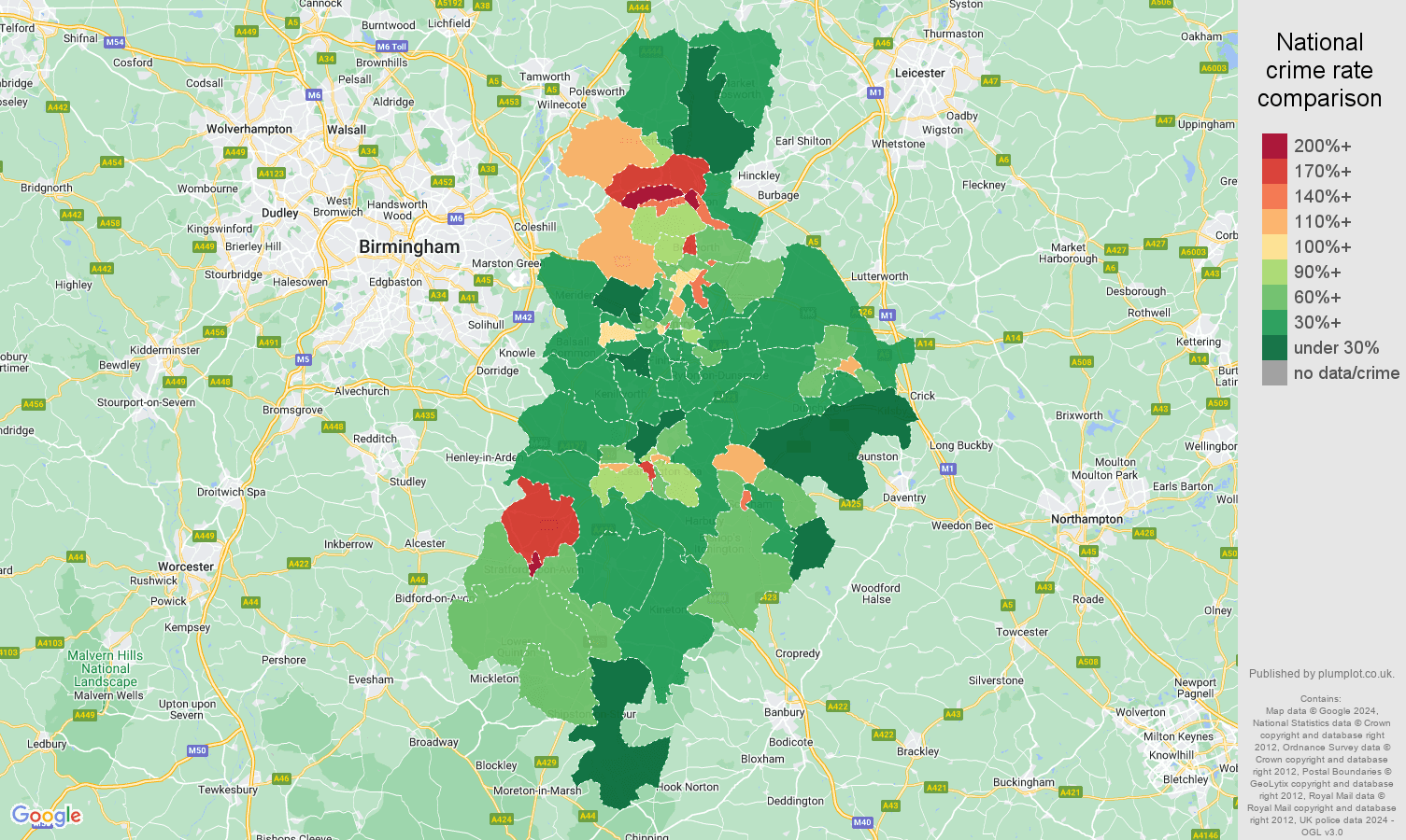 Coventry antisocial behaviour crime statistics in maps and graphs